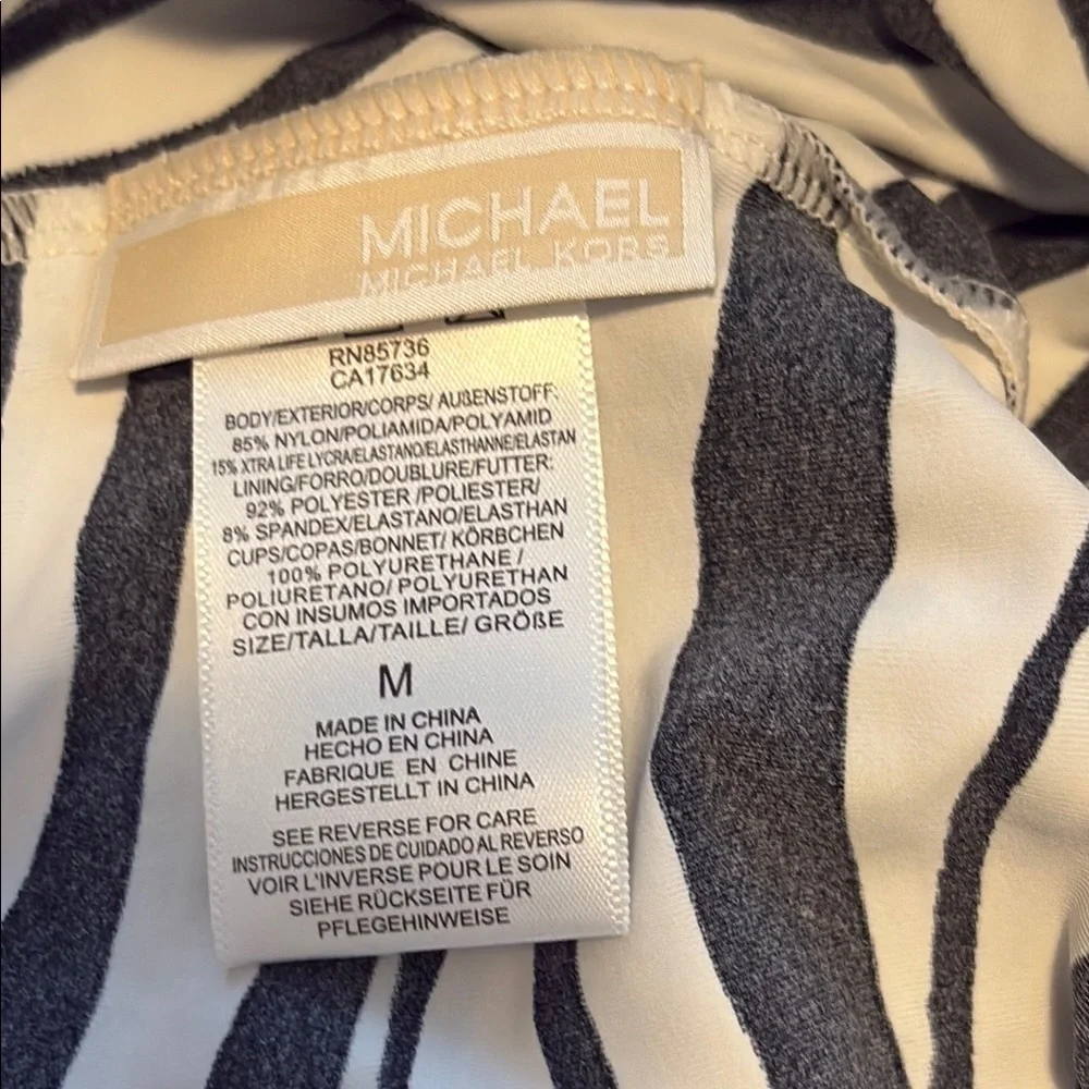 Michael Kors Black and Gold Zebra Halter Swim Top